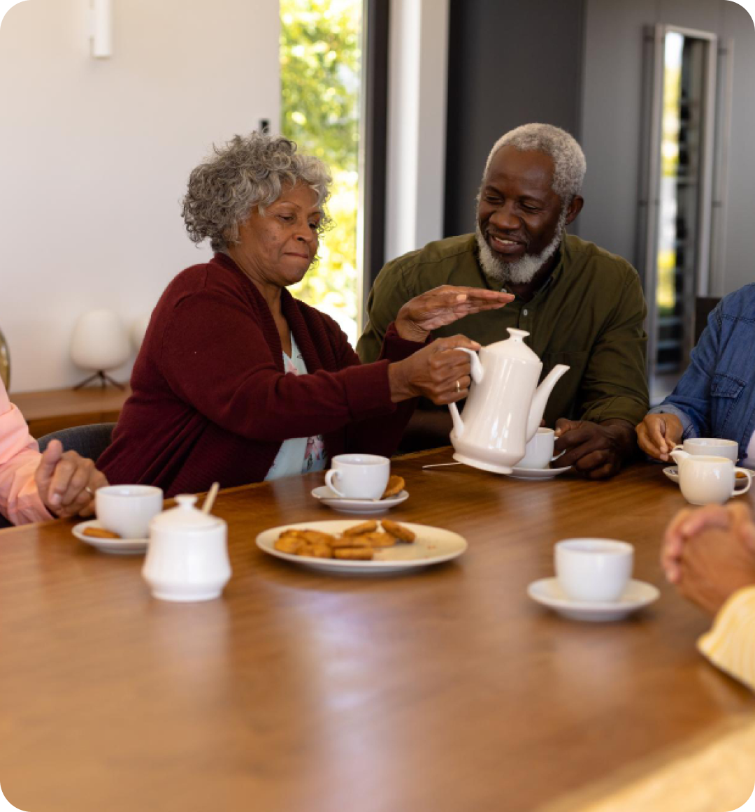 Senior couple having tea
