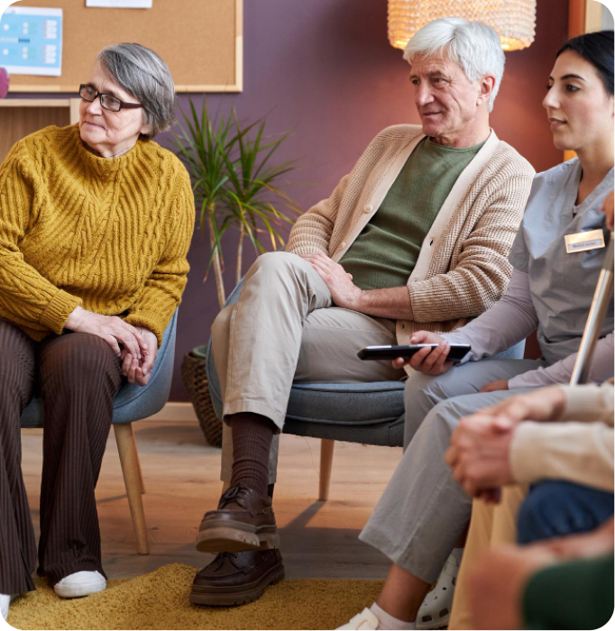 Seniors in living room